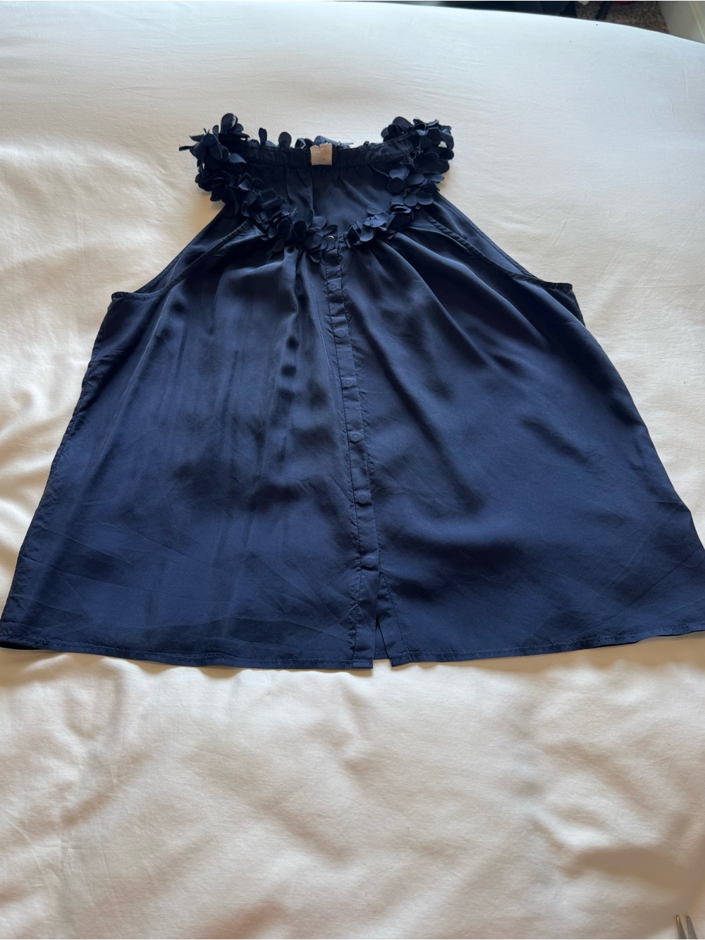 J. Crew Navy Silk Sleeveless Halter Top/Blouse